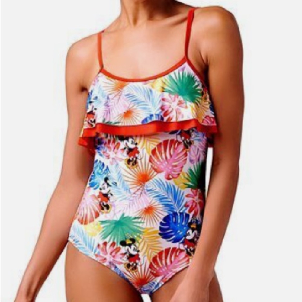Minnie Mouse Disney Swimsuit for Women XL - Vivid Tropical Print One Piece